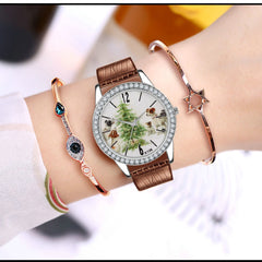 Funny Puppy Dog Women's Stainless Steel Classic Leather Strap Watches, - Ofcours For Women